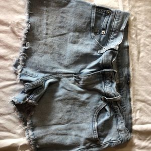 Light wash jean shorts